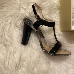 Authentic Black Heels  Clear Michael Kors Heels Rap Around The Ankle Straps !!